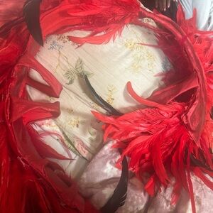 Vibrant Red Feathered Costume Accessory